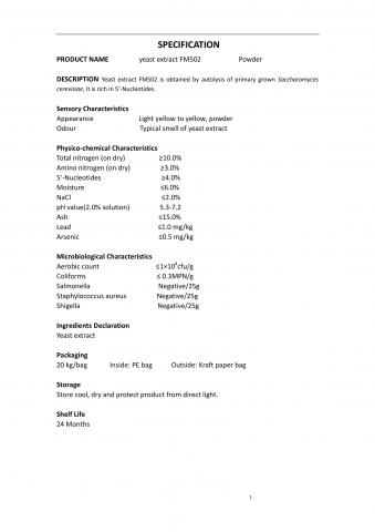 Nutrition enriched yeast extract FM502