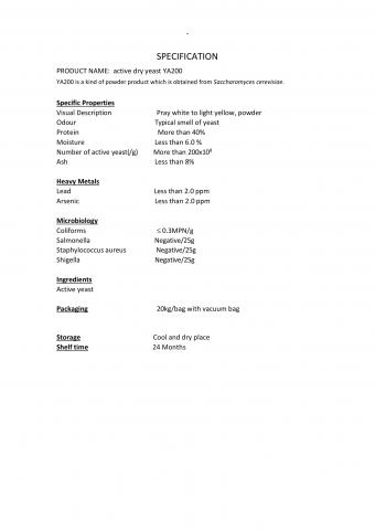Active dry yeast YA200