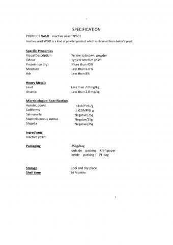 Inactive yeast YP601